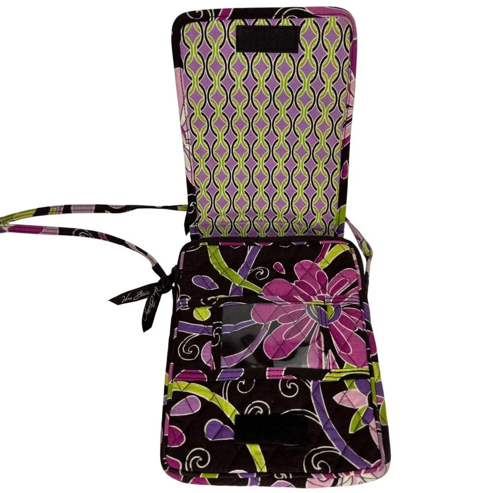 Vintage Vera‎ Bradley Brown with Pink Quilted Crossbody Bag Adjustable Strap